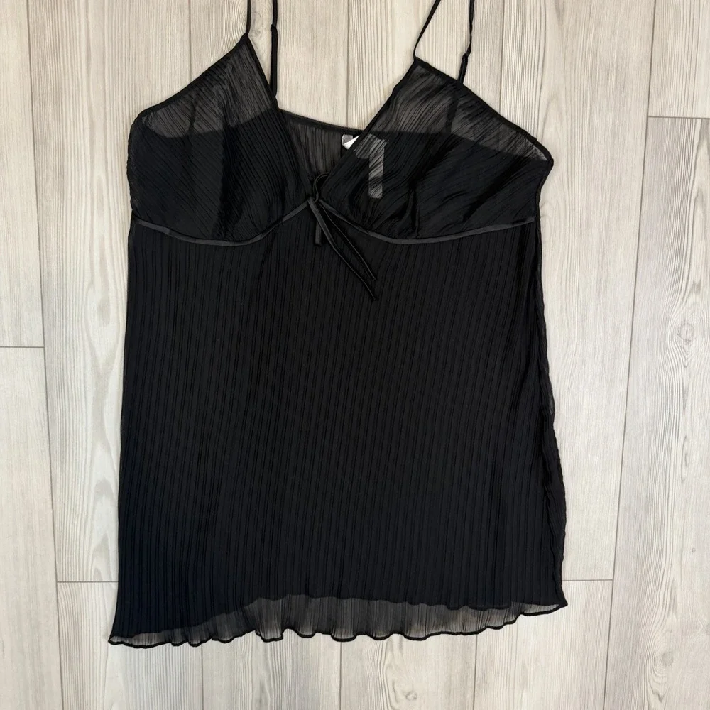 NWT Cacique Black Sheer‎ Stretch Lace Cami Nighty Top 22/24 Sexy